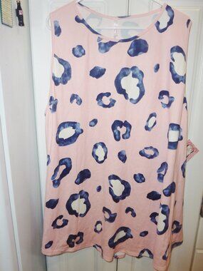 NWT Voll Super Soft Light Pink Sleeveless Tunic With Leopard Spots 5XL